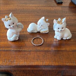 Adorable White Cat Figurines Set